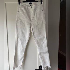 Abercrombie & Fitch White High Rise Super Skinny Ankle Jeans